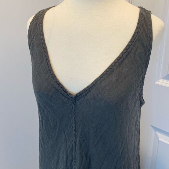 CP Shades Linen Maxi Dress Gray Sleeveless Pockets Minimalist Lagenlook MEDIUM - Picture 3 of 11